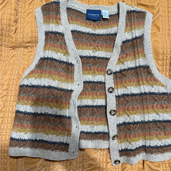 Liz Claiborne Sweaters - Vintage Liz Claiborne earth tones Wool-Silk Vest petite medium